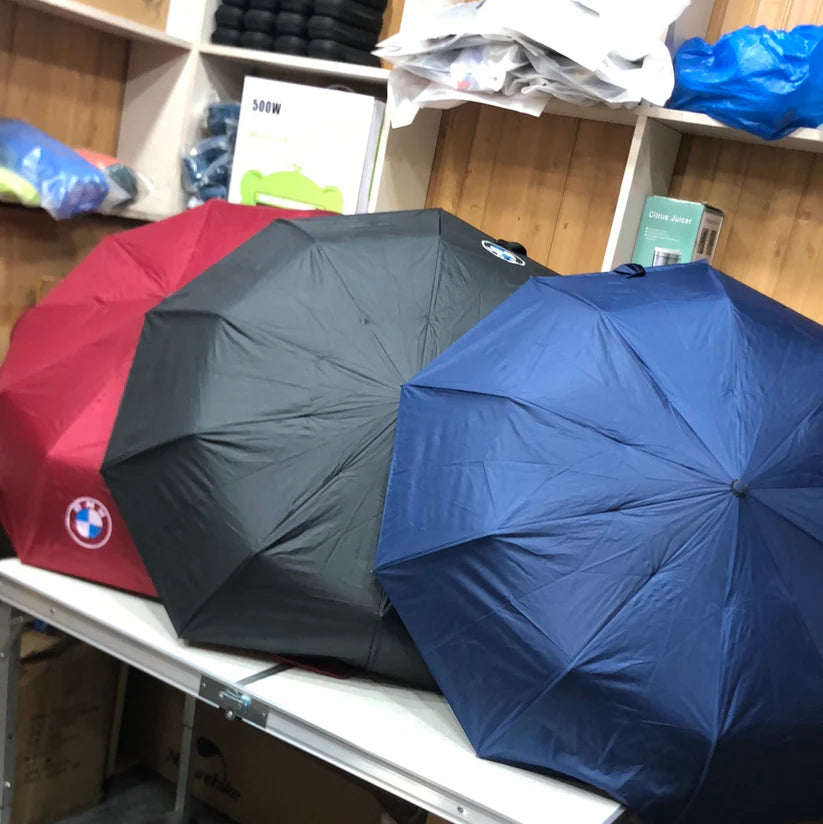 BMW Folding Umbrella with LED Light – Luxury Auto-Themed Umbrella for All-Weather Use
