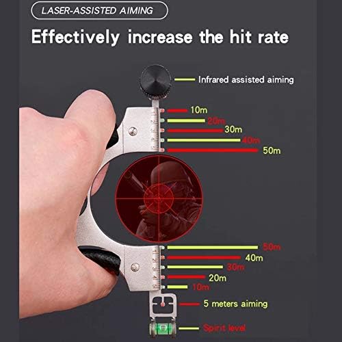 Adult Outdoor Slingshot, Professional Hunting Slingshot Set with Infrared Light Sight, Heavy Wrist Rocket Slingshot with Leveling Instrument