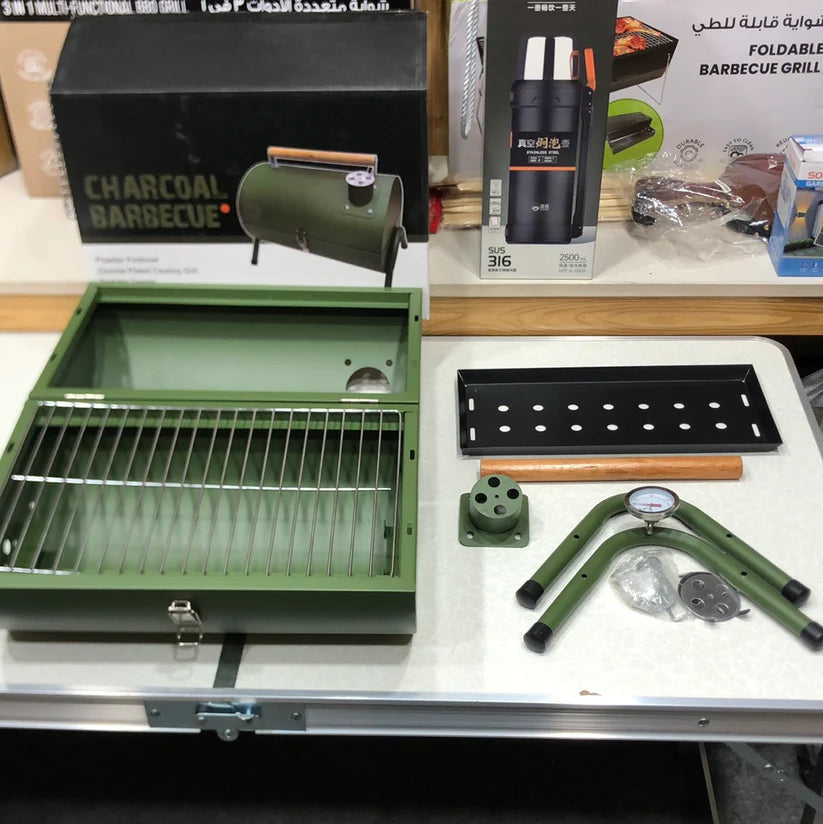 Stainless Steel Portable Barbecue Charcoal Grill – Foldable Outdoor BBQ for Camping, Picnic & Backyard Cooking