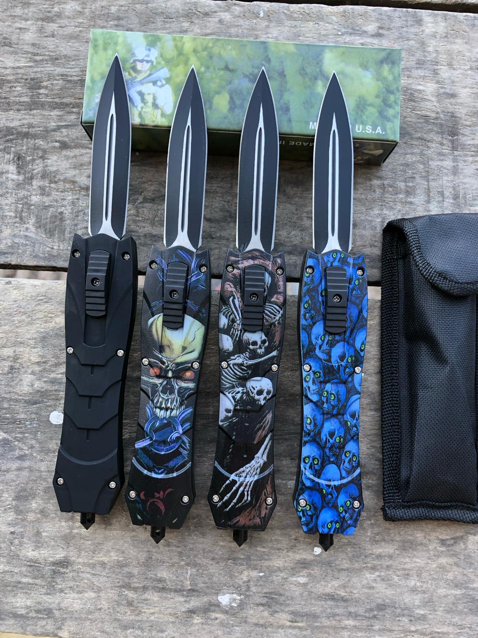 Blue Skull Automatic Knife