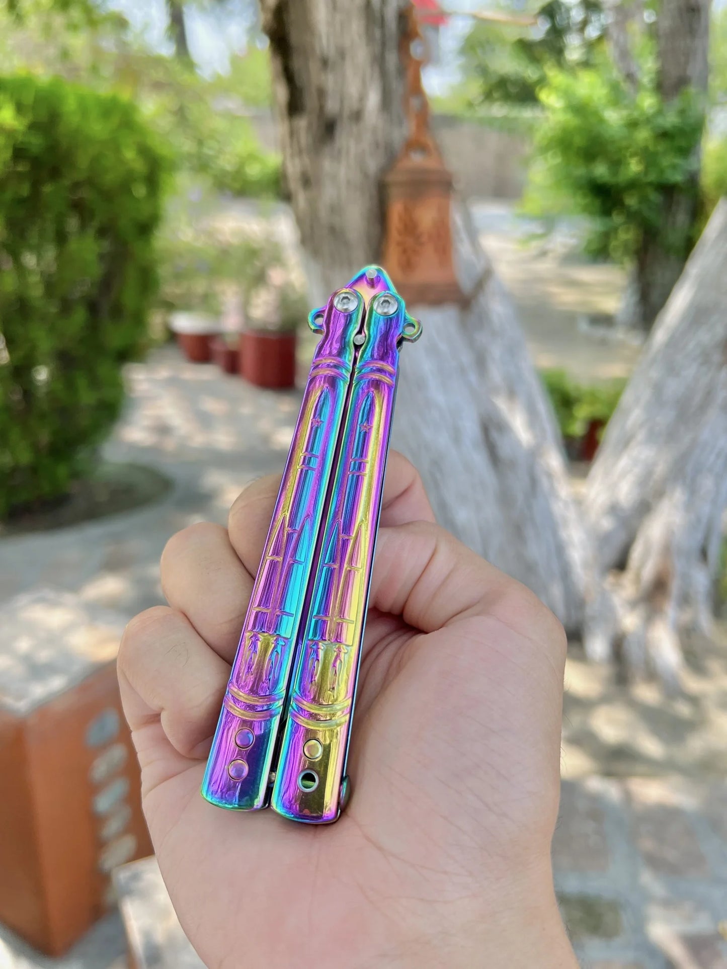 New Multi coloured butterfly knife