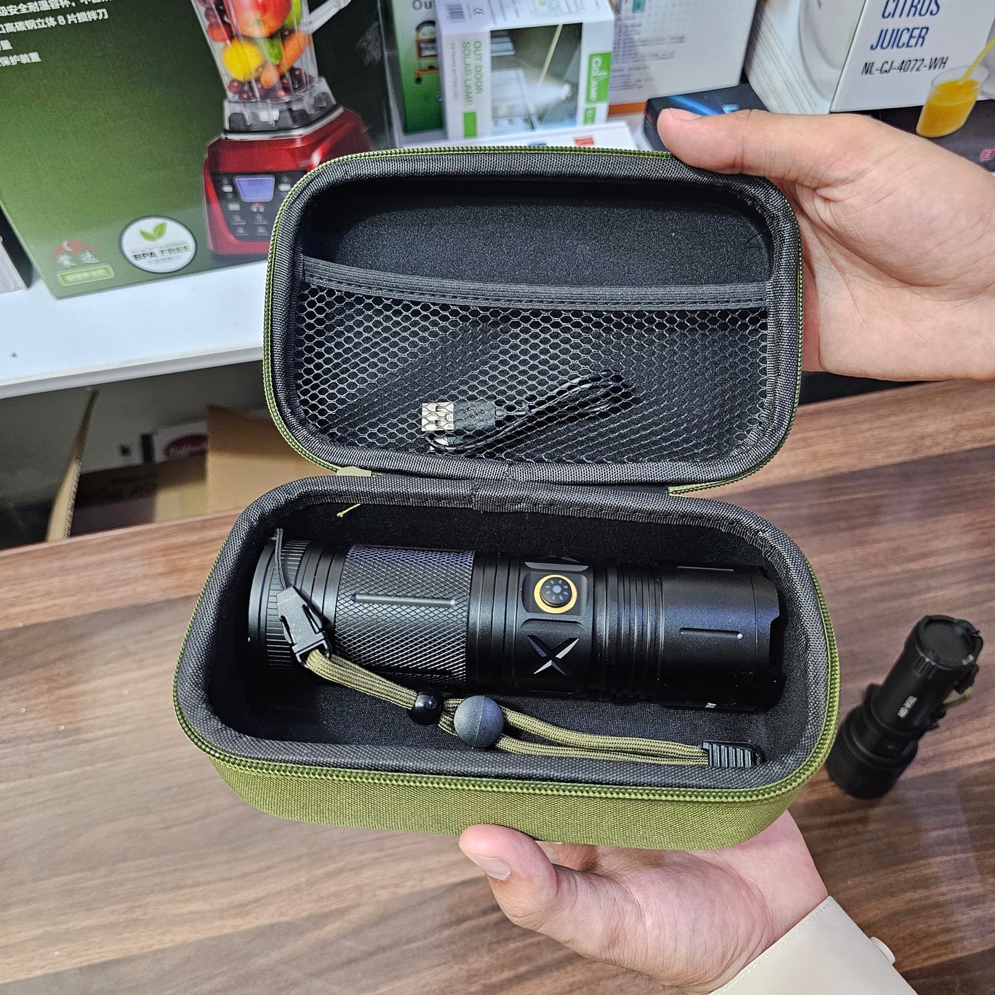 P90 Long Range Rechargeable Flashlight – High Power Tactical Torch for Security