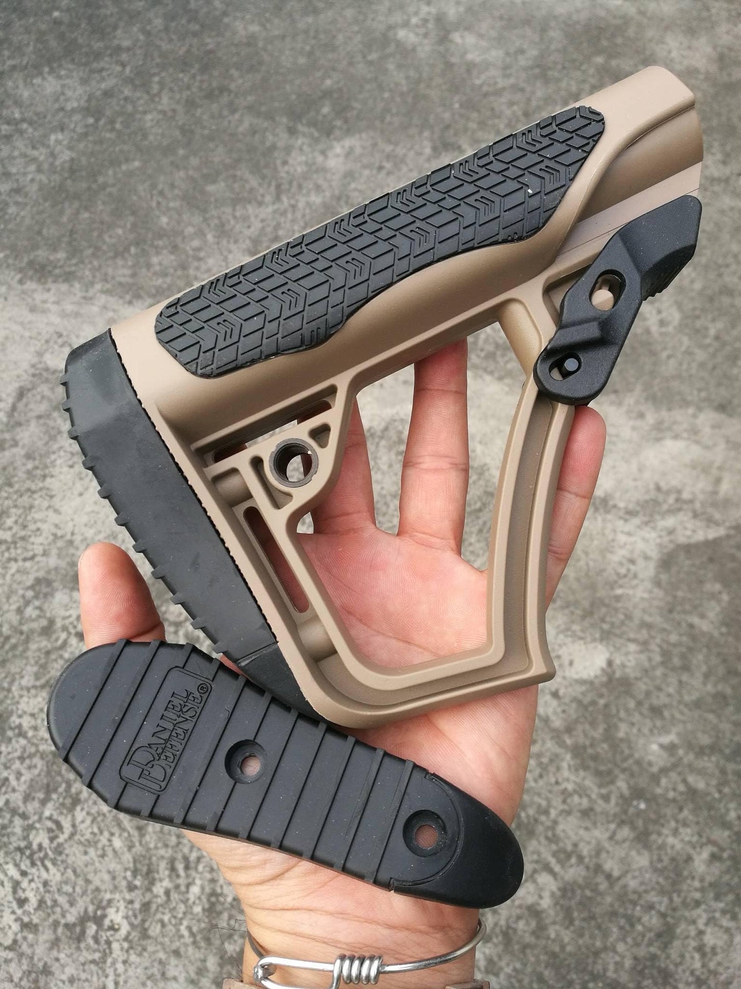 Tan Adjustable Rifle Stock – Compatible with AR-15 Style Platforms