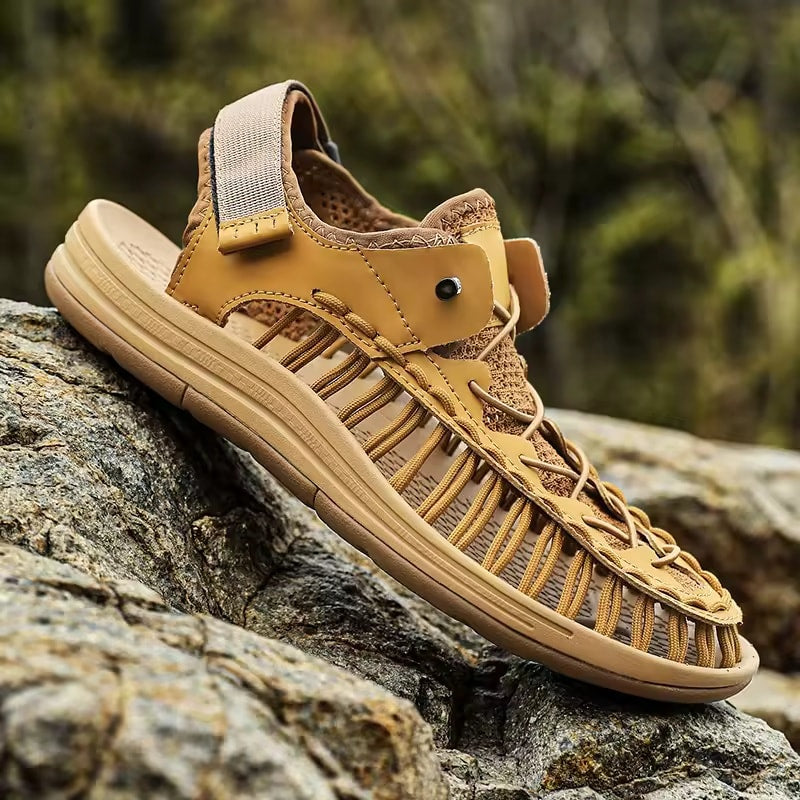 Summer Knitted Men’s Sandals – Breathable & Casual Outdoor Footwear