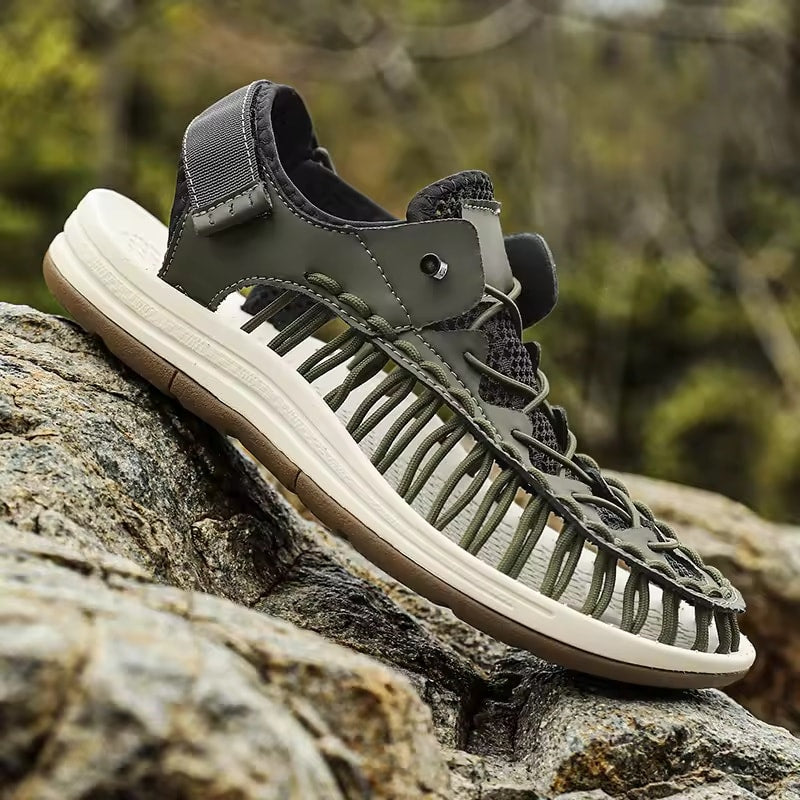 Summer Knitted Men’s Sandals – Breathable & Casual Outdoor Footwear
