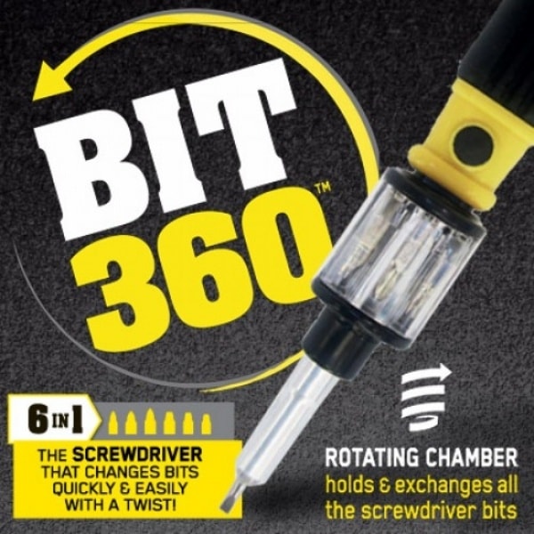 6-in-1 rotating screwdriver with magnetic tip