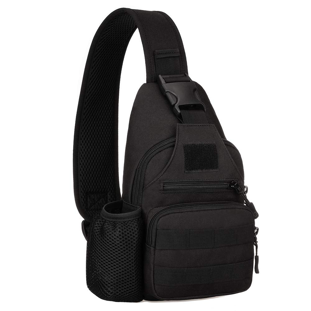 Sling Bag Chest Bag with USB Charging Port – Lightweight Crossbody Bag for Hiking, Cycling & Travel (Black)