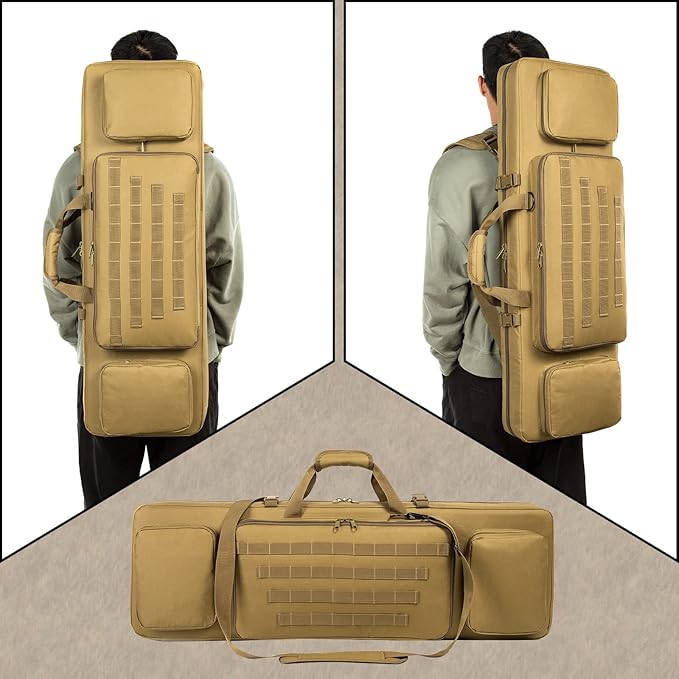 Tactical Double Long Rifle Case with Bullet Shoulder Strap – 36" Pistol & Rifle Gun Bag