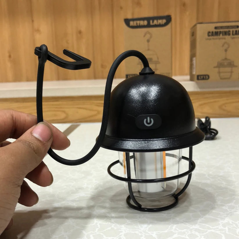 LED Lantern Vintage Portable Camping Light Type-C USB Rechargeable Tent Lamp Daily Waterproof for Hiking Fishing Emergency Lamp