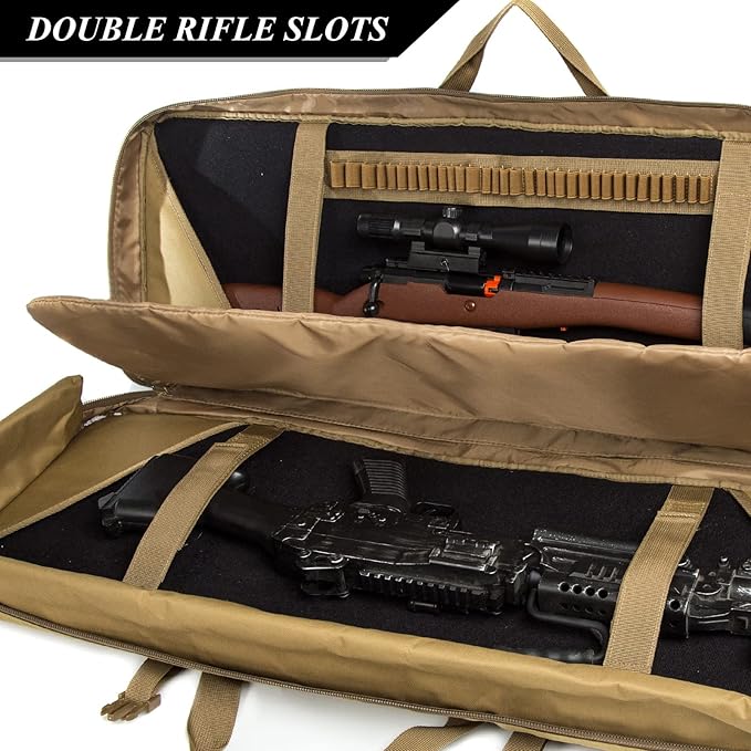 Tactical Double Long Rifle Case with Bullet Shoulder Strap – 36" Pistol & Rifle Gun Bag