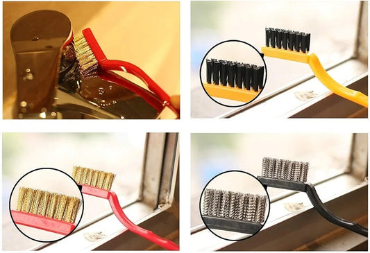 Assorted brushes for metal, fabric, and grout cleaning