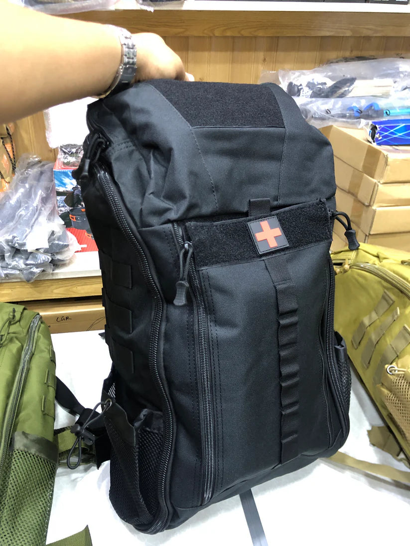 Black backpack with adjustable straps for outdoor use