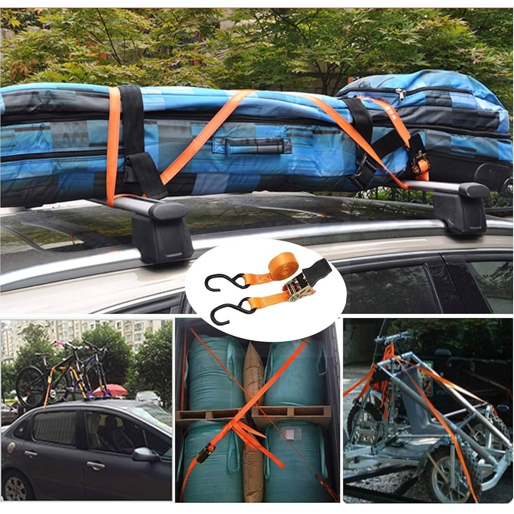"Bright orange ratchet strap for cargo securing and heavy-duty transportation"