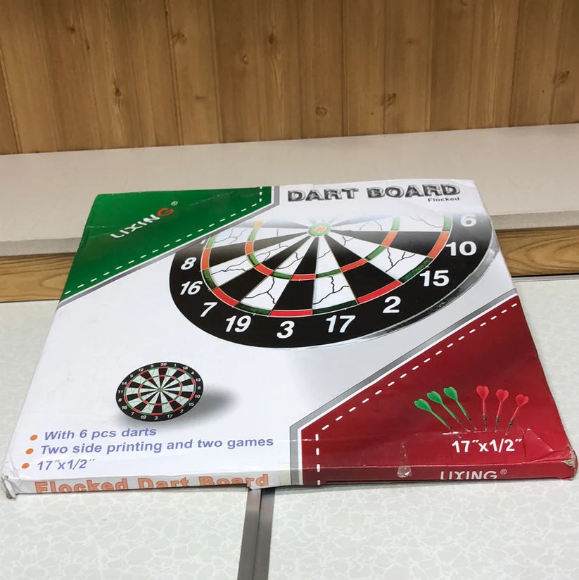 Dart Board with 6 Darts – 17" Outdoor Game Target Board