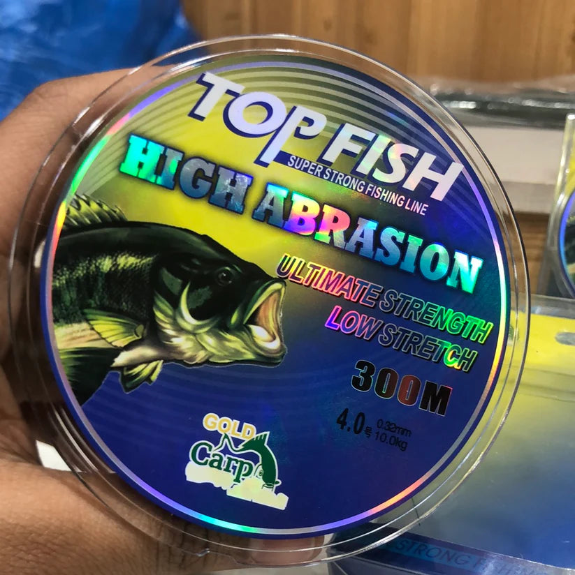 Top Fish fishing line reel with colorful label and fish illustration
