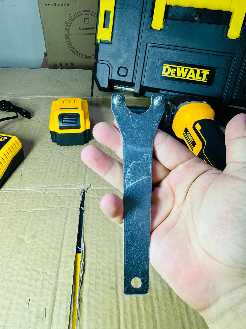 Germany lot Dewalt power grinder in use on metal cutting