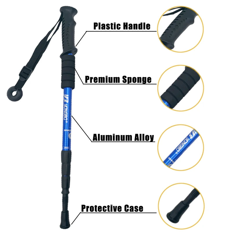 One-Piece Adjustable Anti-Shock Trekking Pole – Hiking & Walking Stick