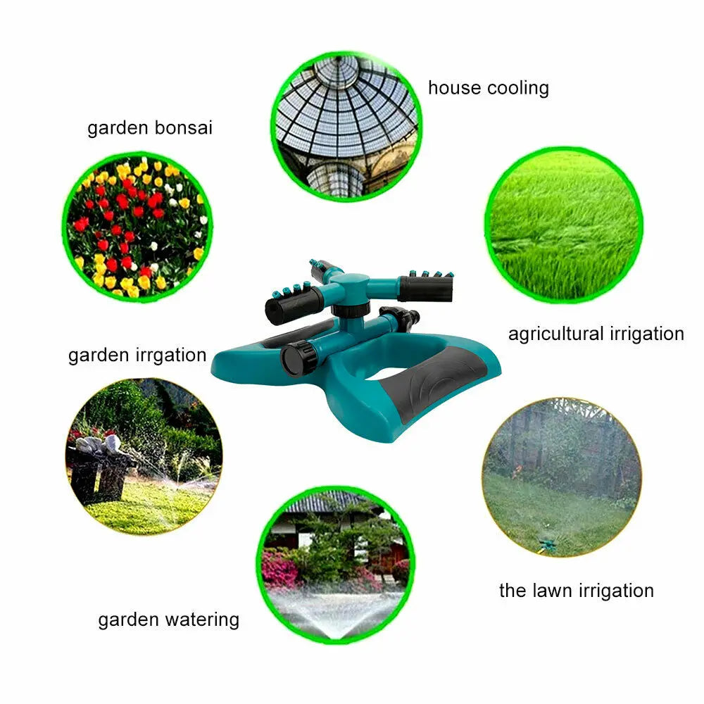 Large Size 360° Rotating Water Sprinkler – Full-Circle Lawn & Garden Irrigation with Hose Connector