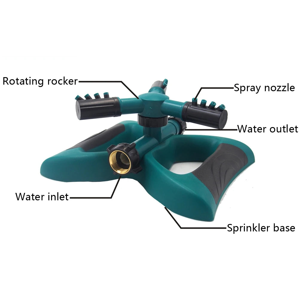 Large Size 360° Rotating Water Sprinkler – Full-Circle Lawn & Garden Irrigation with Hose Connector