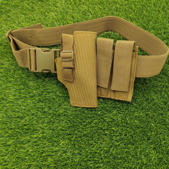 Belly Belt Holster for 9mm and 30 Caliber Pistols with 2 Spare magazine pouches Golden