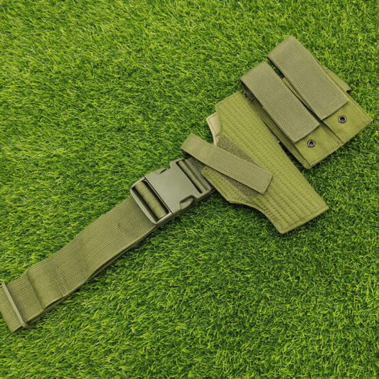 Imported Belly Belt Holster for 9mm and 30 Bore Pistols with 2 Spare mag pouches - Green