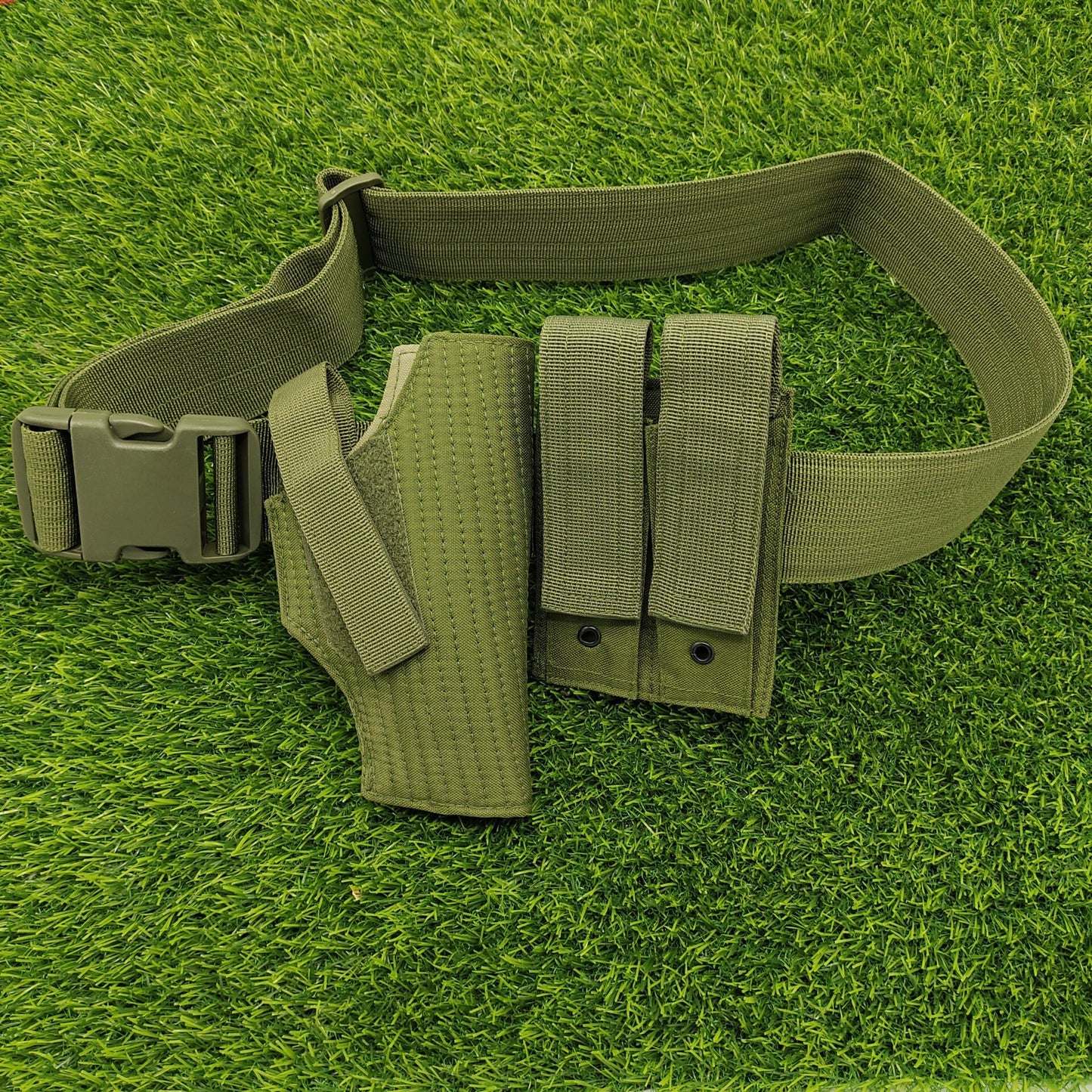 Imported Belly Belt Holster for 9mm and 30 Bore Pistols with 2 Spare mag pouches - Green