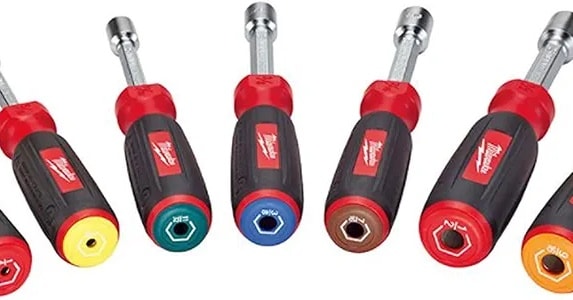 Magnetic SAE driver set with sizes ranging from 1/4" to 9/16" for precise fastening