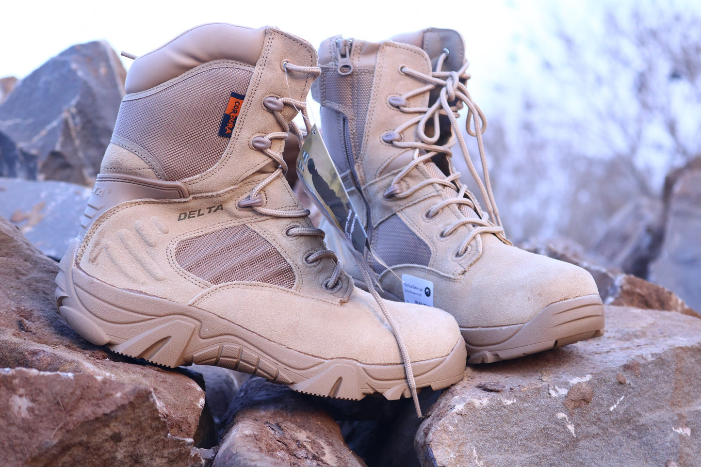 Tan tactical boots
