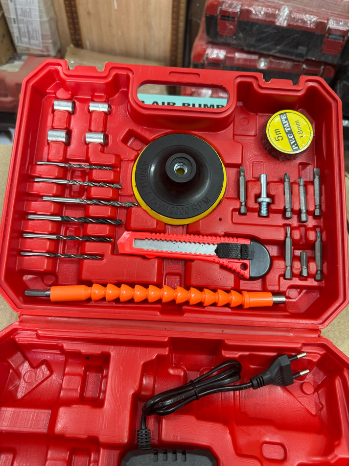 Milwaukee brushless motor drill kit with screwdriver heads and bits
