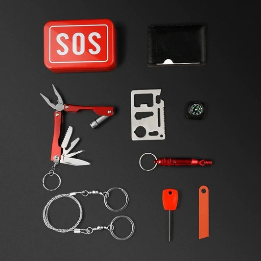 Multifunctional Outdoor Camping Hiking Adventure Compass Whistle Survival Tool Emergency Equipment SOS Kit