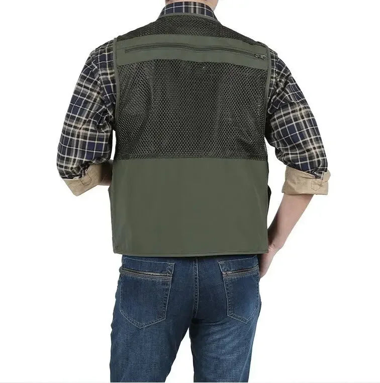Tactical Men's Military Mesh Multi-Pocket Vest Waistcoat – Lightweight Utility Vest for Outdoor, Airsoft & Work Use