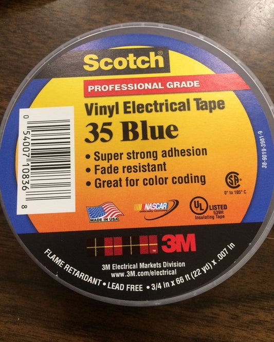 Scotch 3M 35 vinyl electrical tape blue