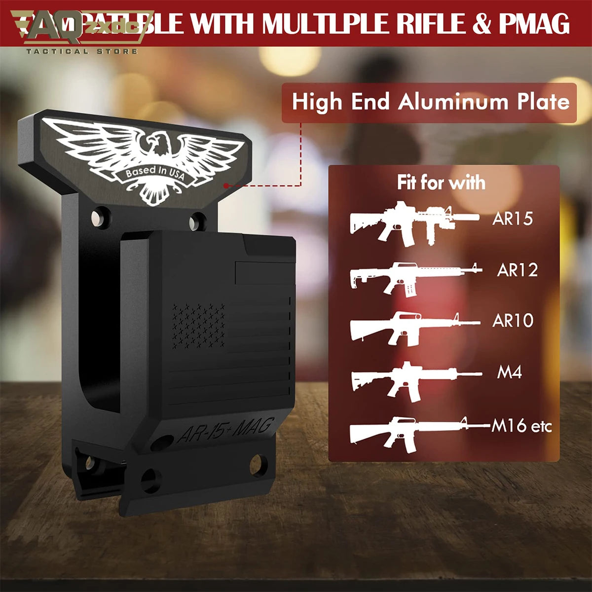 Rifle Wall Mount + PMAG – AR-15 Rifle Holder for Wall, Garage, or Gun Room | Secure Storage for .223/5.56 Rifles