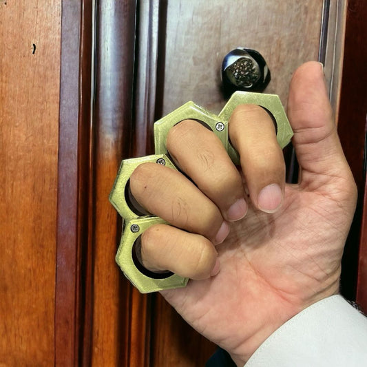 Golden Elegance: Foldable Metal Knuckle Duster for Style and Safety