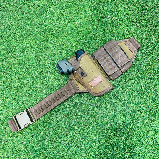 Adjustable Golden Belt Holster with 2 Spare Magazine Pouches for 9mm Pistols