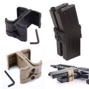 magazine coupler, polymer magazine clip, M4 magazine coupler, M16 magazine coupler, tactical magazine clip, quick reload clip, gun accessories Pakistan, polymer mag clip, M4 M16 accessories, magazine connector clip
Black and tan