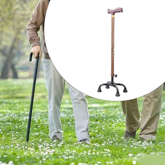 metal walking cane with 4 legs