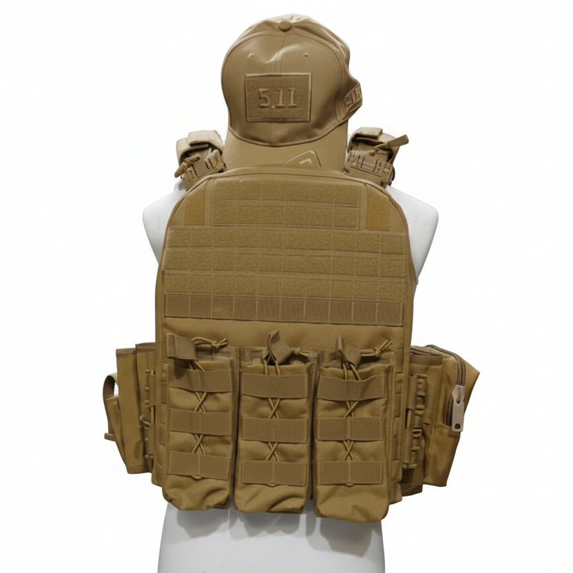 Tactical Carry Vest . With 3 Mag Pouches , Pistl Carry Pouch, and Utility Pouch ( Cap not included)
