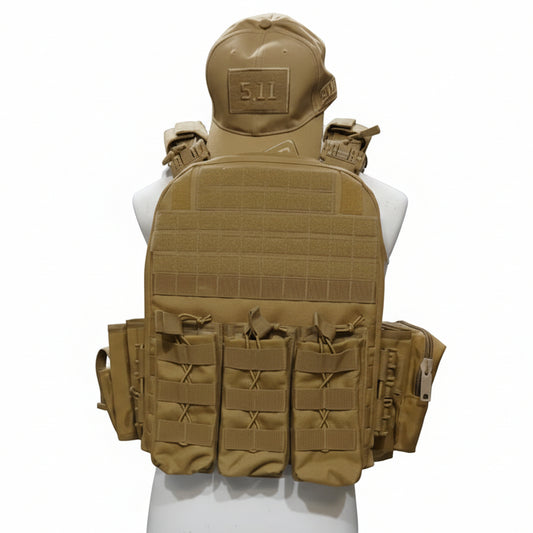 Tactical Carry Vest . With 3 Mag Pouches , Pistl Carry Pouch, and Utility Pouch ( Cap not included)