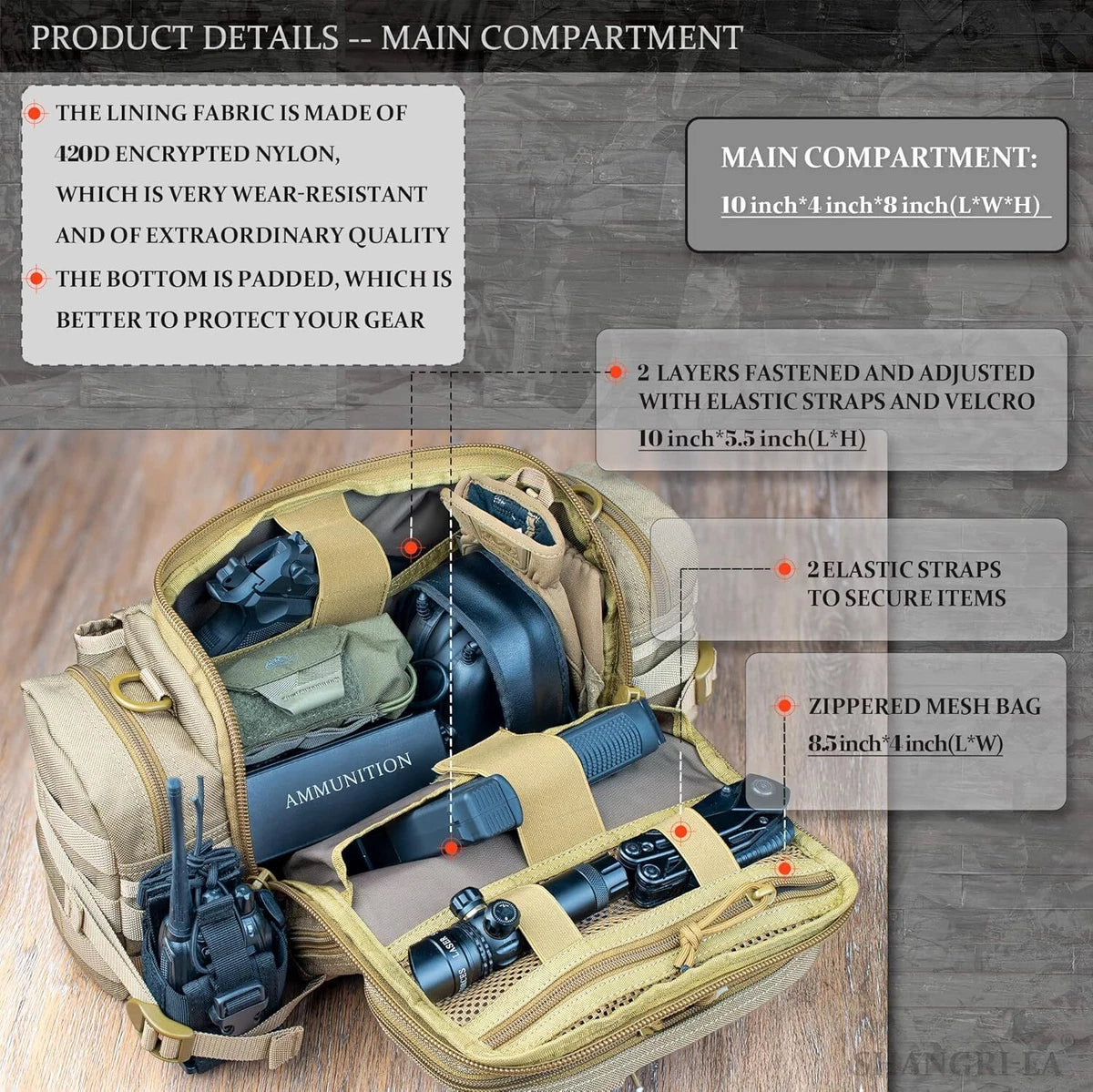 Shangri-LA Tactical Range Bag Outdoor Sling Backpack Hiking Fanny Waist Bag