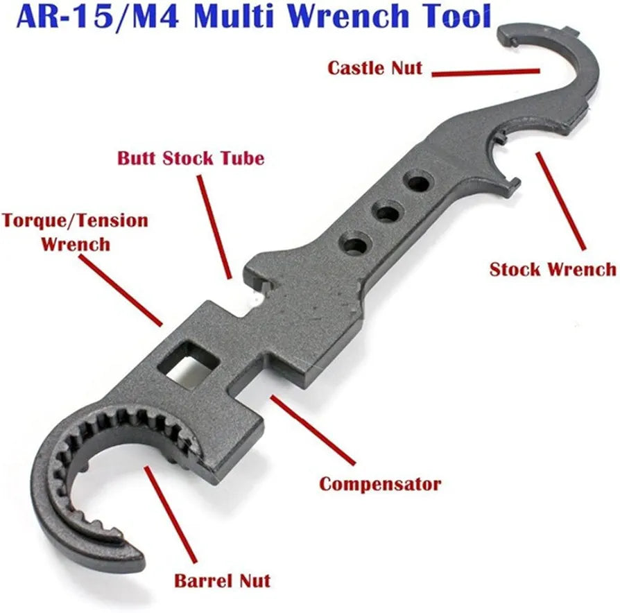 AR-15/M4 Steel Wrench for Removal and Installation of AR-15/M16 Barrels/AR15/M4 Stock Combo Wrench