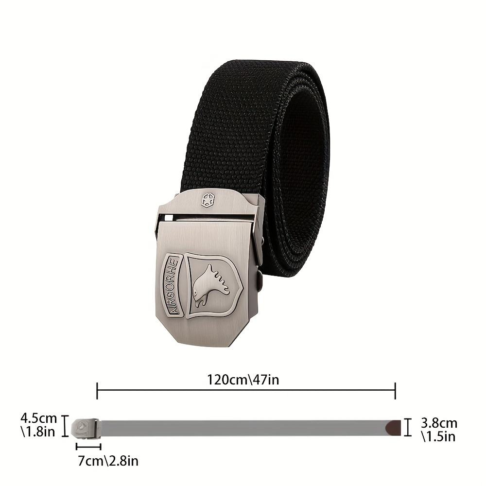 Men's Inner Waist Belt Polyester Cotton Zinc Alloy Automatic Buckle Leather Edging Wear