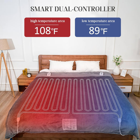 UTOPIA Electric Blanket King Size with Dual Control, Auto Shut Off, Grey