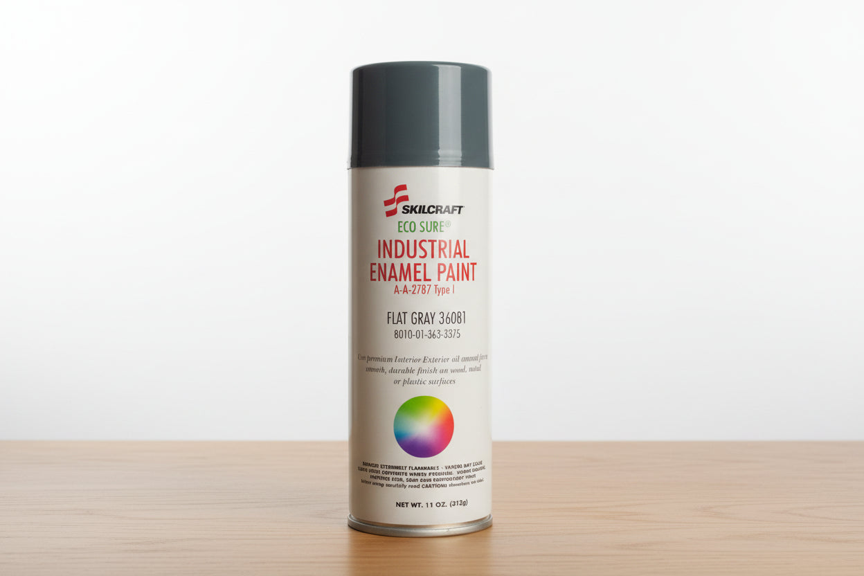 ECO-SURE Industrial Enamel Aerosol Paints , Military Surplus Desert Tan, Flat Grey, Green, Yellow