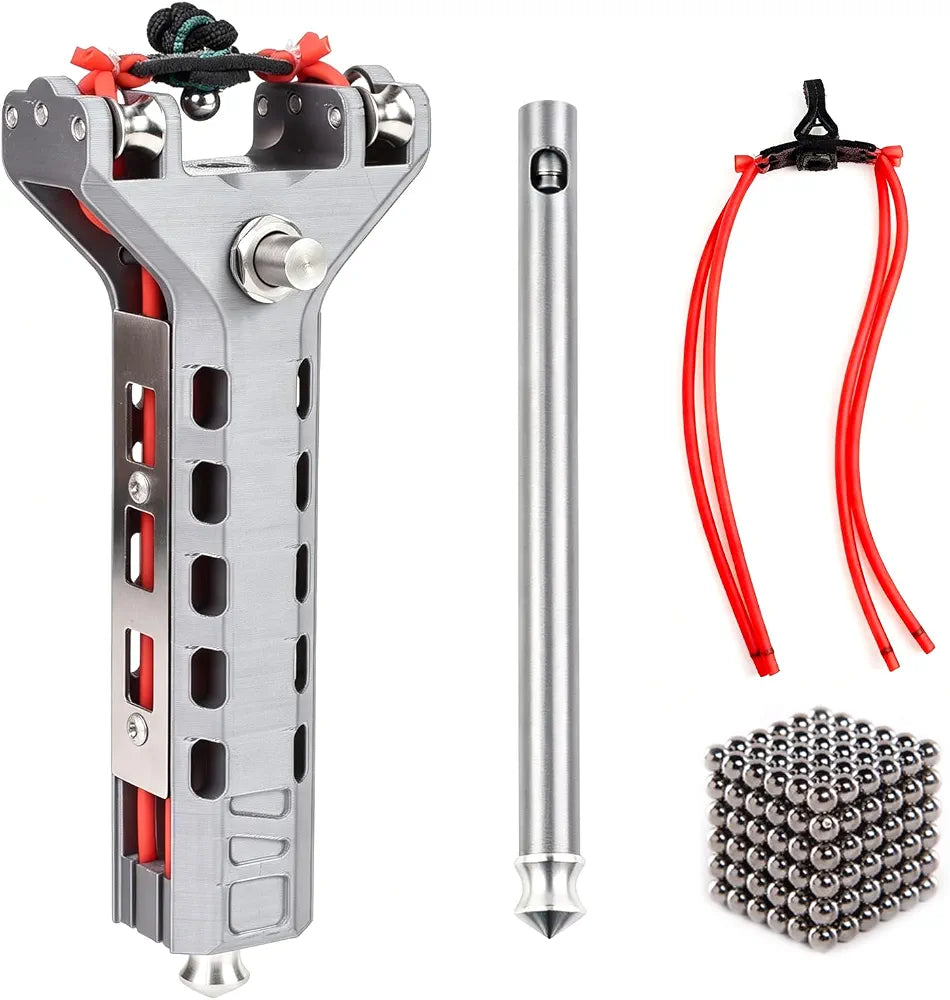 Semi Automatic Rapid Slingshot for Adult, Auto Loading  Easy Outdoor Sling Shot, Paired with Rubber Bands, Suitable for Shooting Range Practice and Backyard Game ( 1 Slingshot , 1 Mag, 1 Rubber ,  20 Piece  Pellets