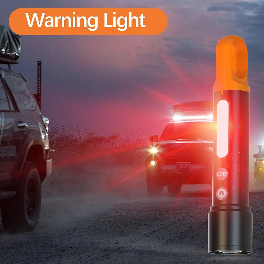 LED Light Rechargeable Tactical LED Flashlight – Zoomable with Camping COB Sidelight & Multicolor Lens
