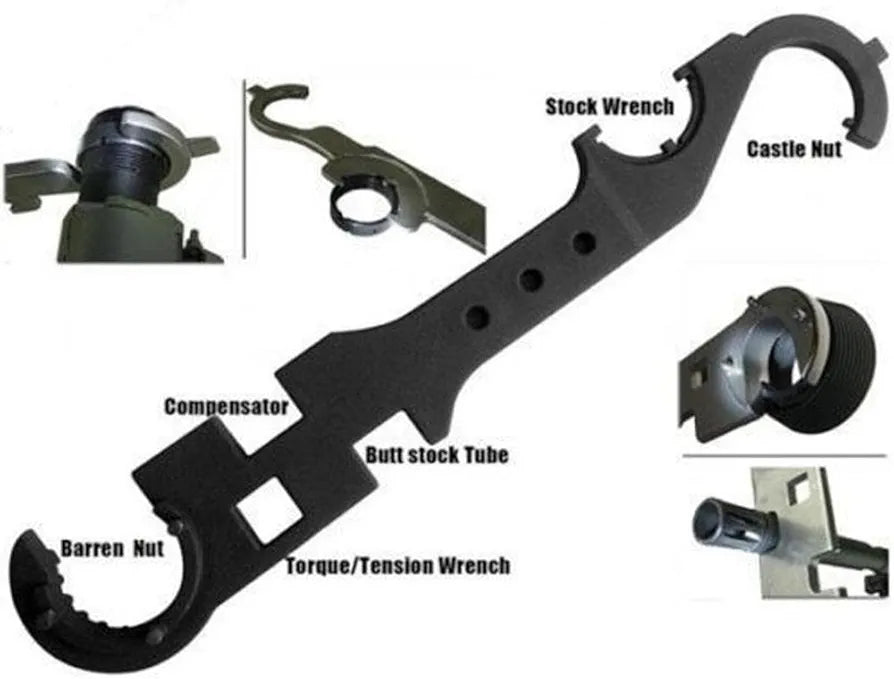 AR-15/M4 Steel Wrench for Removal and Installation of AR-15/M16 Barrels/AR15/M4 Stock Combo Wrench