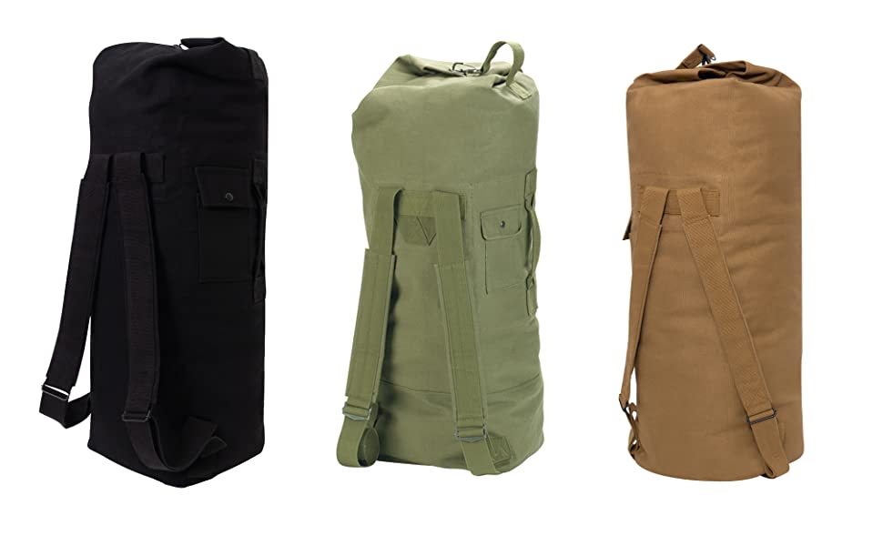 Rothco GI Type Enhanced Double Strap Duffle Bag – Durable Military Canvas Gear Bag
