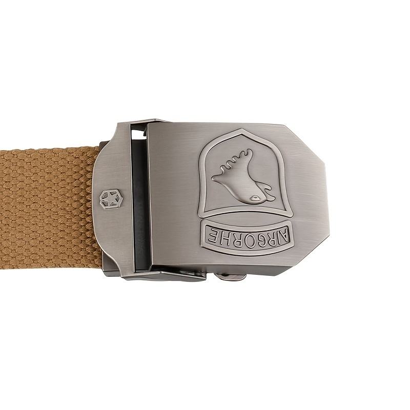 Men's Inner Waist Belt Polyester Cotton Zinc Alloy Automatic Buckle Leather Edging Wear