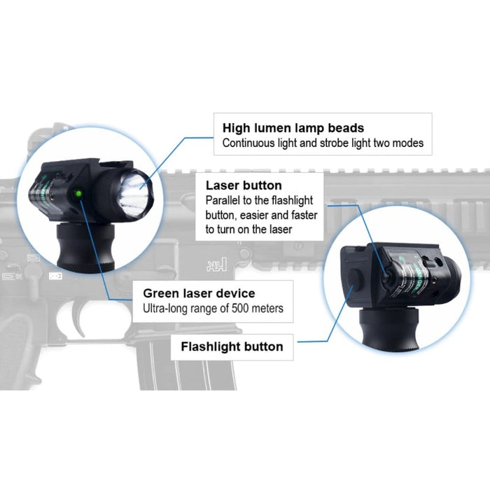 3-In-1 Tactical Foregrip with Flash Light & Laser
